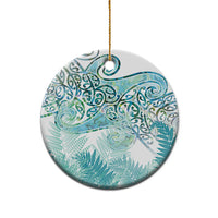 Aotearoa Maori Koru Curves Ceramic Ornament Mossy Paua Shell