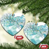 Aotearoa Maori Koru Curves Ceramic Ornament Mossy Paua Shell