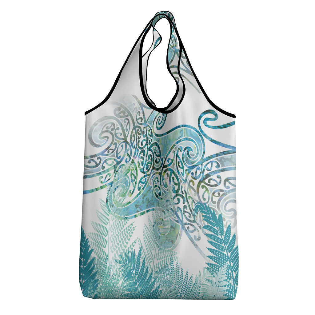 Aotearoa Maori Koru Curves Grocery Bag Mossy Paua Shell LT7 - Polynesian Pride
