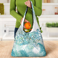 Aotearoa Maori Koru Curves Grocery Bag Mossy Paua Shell LT7 - Polynesian Pride