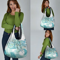 Aotearoa Maori Koru Curves Grocery Bag Mossy Paua Shell LT7 - Polynesian Pride