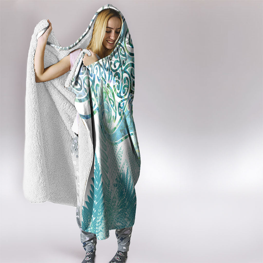 Aotearoa Maori Koru Curves Hooded Blanket Mossy Paua Shell LT7 - Polynesian Pride