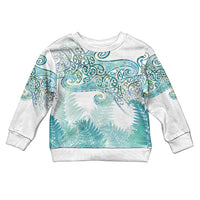 Aotearoa Maori Koru Curves Kid Ugly Christmas Sweater Mossy Paua Shell