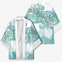 Aotearoa Maori Koru Curves Kimono Mossy Paua Shell LT7 - Polynesian Pride