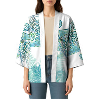Aotearoa Maori Koru Curves Kimono Mossy Paua Shell LT7 - Polynesian Pride
