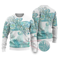 Aotearoa Maori Koru Curves Ugly Christmas Sweater Mossy Paua Shell