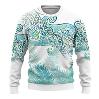 Aotearoa Maori Koru Curves Ugly Christmas Sweater Mossy Paua Shell