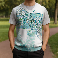 Aotearoa Maori Koru Curves Christmas Knitted V-Neck Vest Mossy Paua Shell