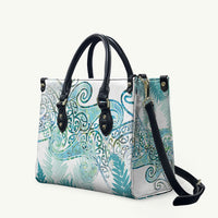 Aotearoa Maori Koru Curves Leather Bag Mossy Paua Shell LT7 Green - Polynesian Pride