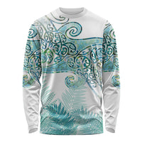 Aotearoa Maori Koru Curves Long Sleeve Shirt Mossy Paua Shell LT7 Unisex Green - Polynesian Pride