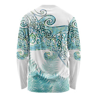 Aotearoa Maori Koru Curves Long Sleeve Shirt Mossy Paua Shell LT7 - Polynesian Pride