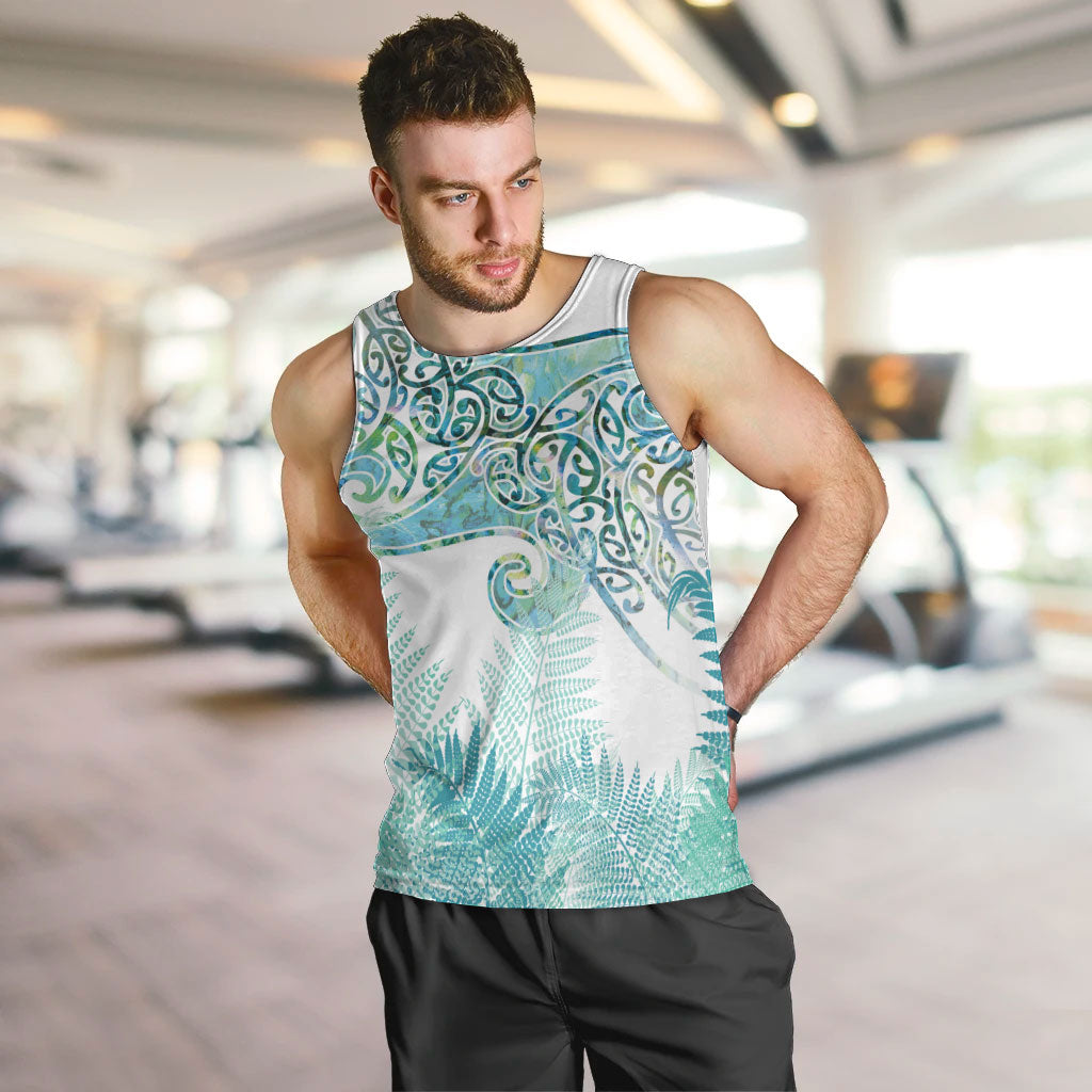 Aotearoa Maori Koru Curves Men Tank Top Mossy Paua Shell LT7 Green - Polynesian Pride
