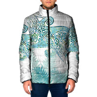 Aotearoa Maori Koru Curves Padded Jacket Mossy Paua Shell LT7 Men Green - Polynesian Pride