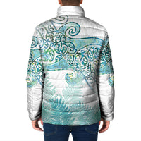 Aotearoa Maori Koru Curves Padded Jacket Mossy Paua Shell LT7 - Polynesian Pride