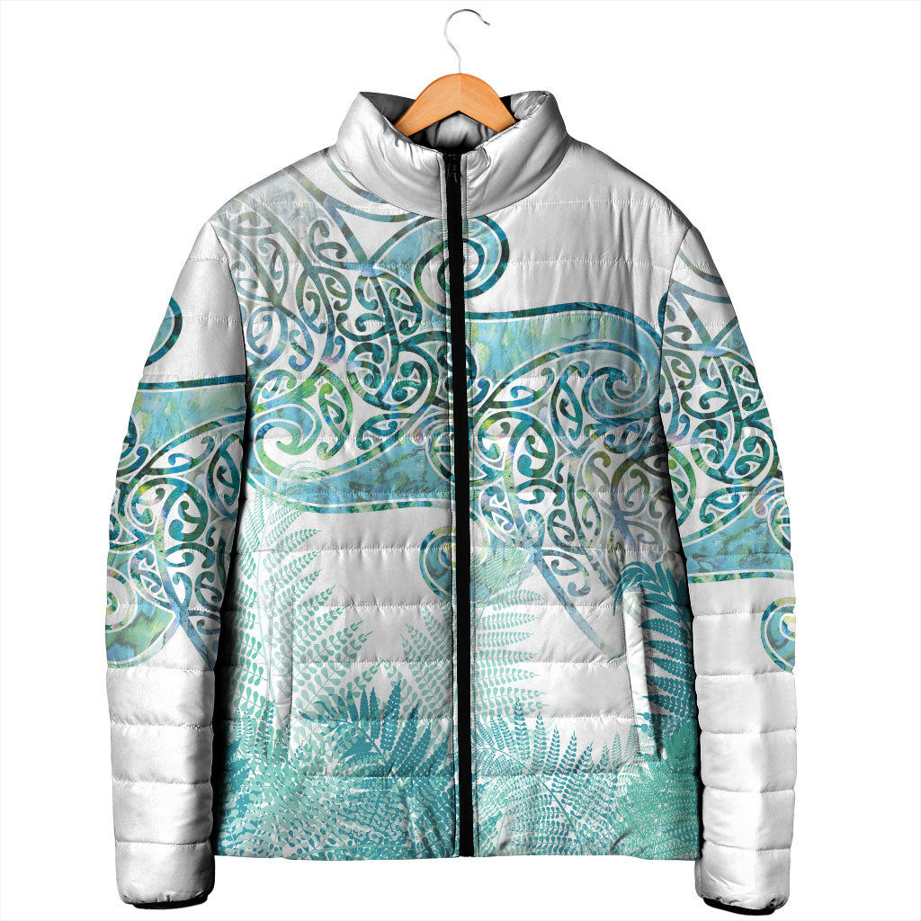 Aotearoa Maori Koru Curves Padded Jacket Mossy Paua Shell LT7 - Polynesian Pride