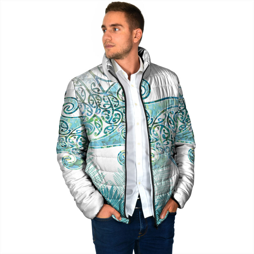 Aotearoa Maori Koru Curves Padded Jacket Mossy Paua Shell LT7 - Polynesian Pride