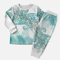 Aotearoa Maori Koru Curves Christmas Pajama Set Mossy Paua Shell