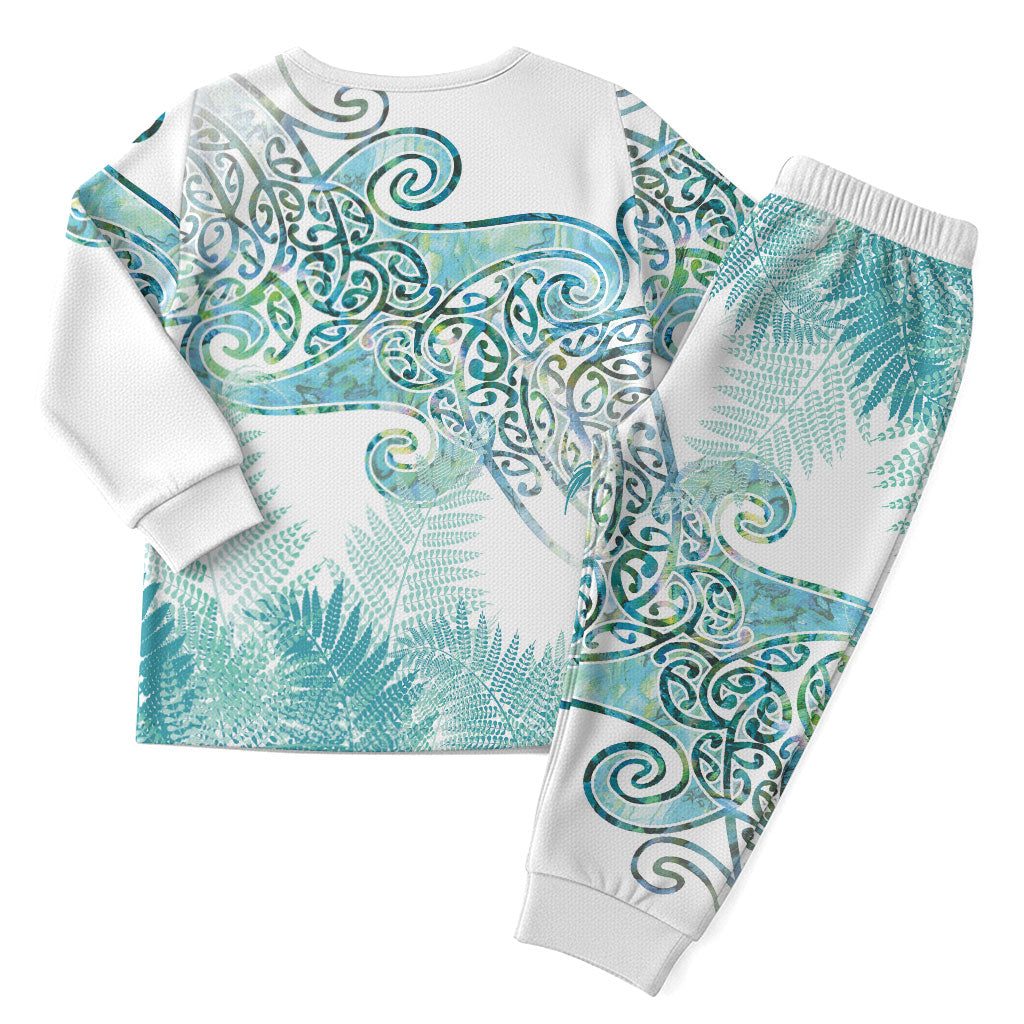 Aotearoa Maori Koru Curves Christmas Pajama Set Mossy Paua Shell