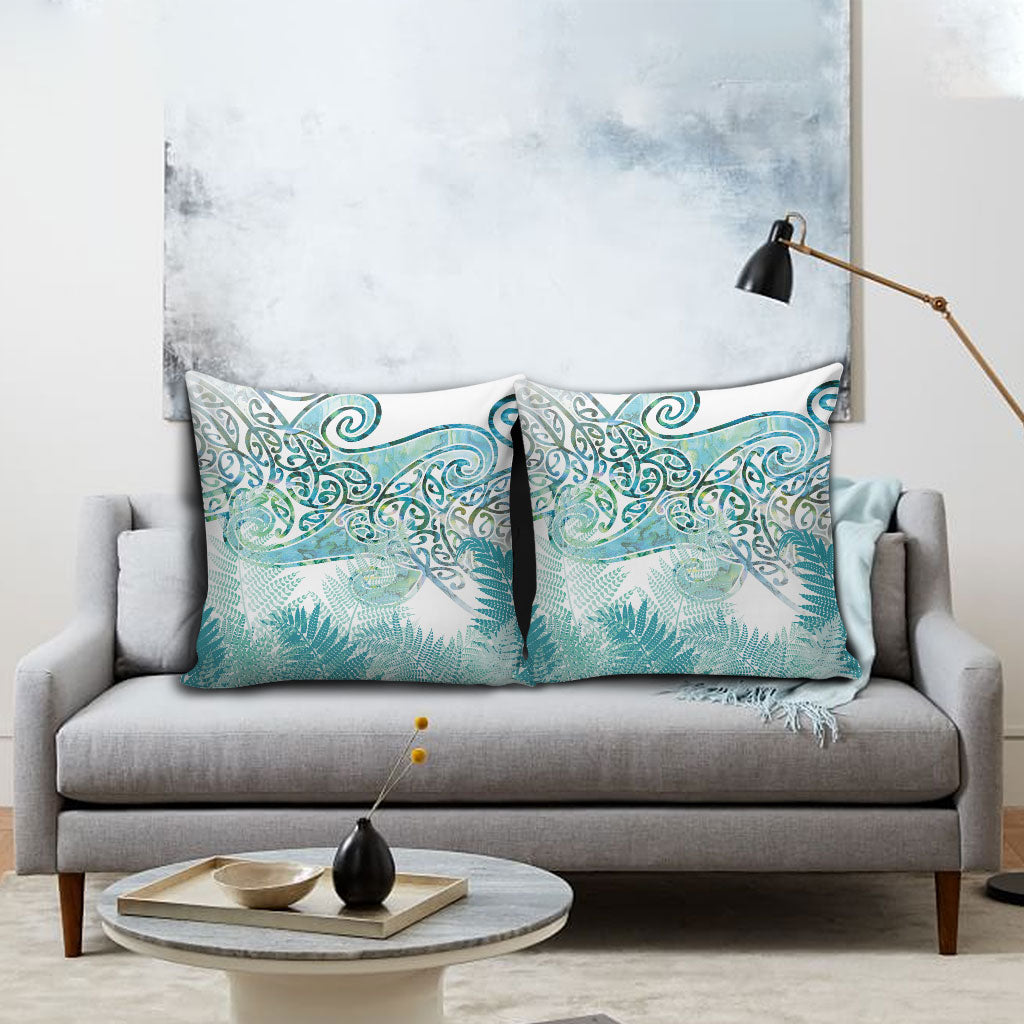 Aotearoa Maori Koru Curves Pillow Cover Mossy Paua Shell LT7 - Polynesian Pride