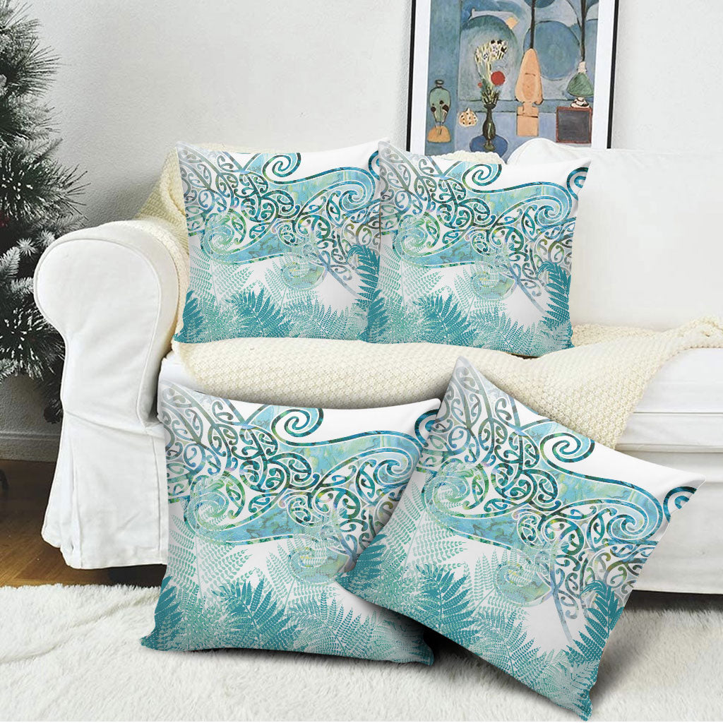 Aotearoa Maori Koru Curves Pillow Cover Mossy Paua Shell LT7 - Polynesian Pride