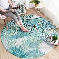 Aotearoa Maori Koru Curves Round Carpet Mossy Paua Shell LT7 - Polynesian Pride