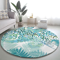 Aotearoa Maori Koru Curves Round Carpet Mossy Paua Shell LT7 - Polynesian Pride