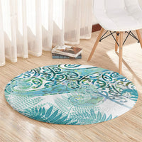 Aotearoa Maori Koru Curves Round Carpet Mossy Paua Shell LT7 - Polynesian Pride
