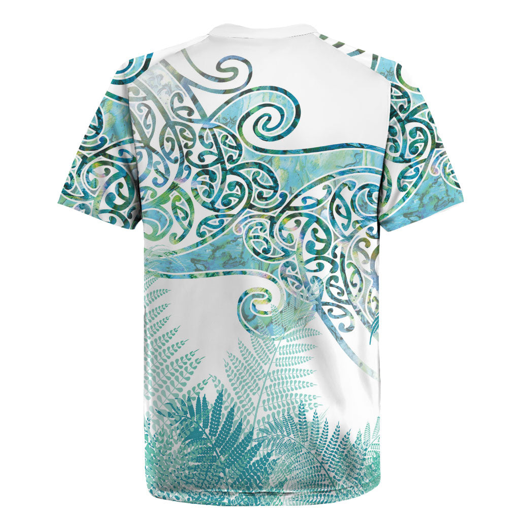 Aotearoa Maori Koru Curves Rugby Jersey Mossy Paua Shell LT7 - Polynesian Pride