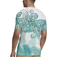 Aotearoa Maori Koru Curves Rugby Jersey Mossy Paua Shell LT7 - Polynesian Pride