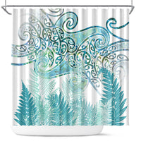 Aotearoa Maori Koru Curves Shower Curtain Mossy Paua Shell LT7 Green - Polynesian Pride