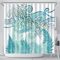 Aotearoa Maori Koru Curves Shower Curtain Mossy Paua Shell LT7 - Polynesian Pride