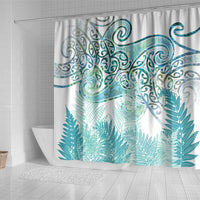 Aotearoa Maori Koru Curves Shower Curtain Mossy Paua Shell LT7 - Polynesian Pride