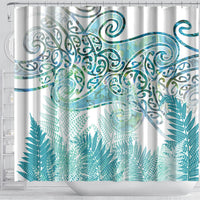 Aotearoa Maori Koru Curves Shower Curtain Mossy Paua Shell LT7 - Polynesian Pride