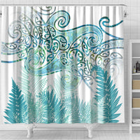 Aotearoa Maori Koru Curves Shower Curtain Mossy Paua Shell LT7 - Polynesian Pride