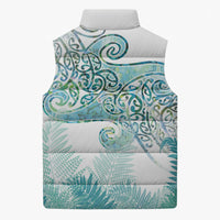Aotearoa Maori Koru Curves Sleeveless Puffer Jacket Mossy Paua Shell LT7 - Polynesian Pride