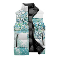 Aotearoa Maori Koru Curves Sleeveless Puffer Jacket Mossy Paua Shell LT7 - Polynesian Pride