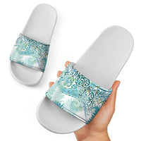 Aotearoa Maori Koru Curves Slide Sandals Mossy Paua Shell LT7 - Polynesian Pride