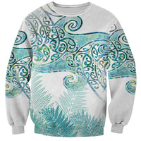 Aotearoa Maori Koru Curves Sweatshirt Mossy Paua Shell LT7 Unisex Green - Polynesian Pride