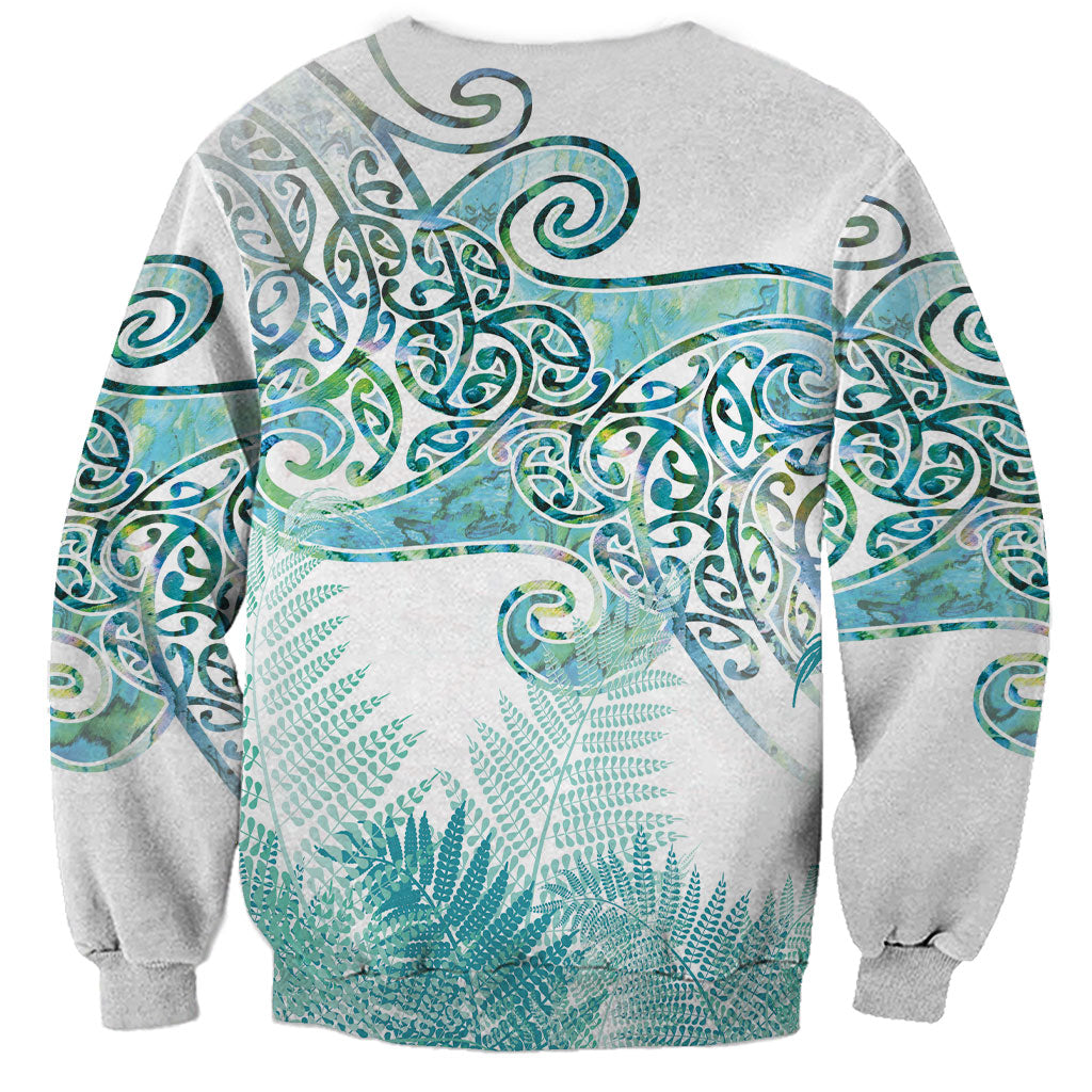 Aotearoa Maori Koru Curves Sweatshirt Mossy Paua Shell LT7 - Polynesian Pride