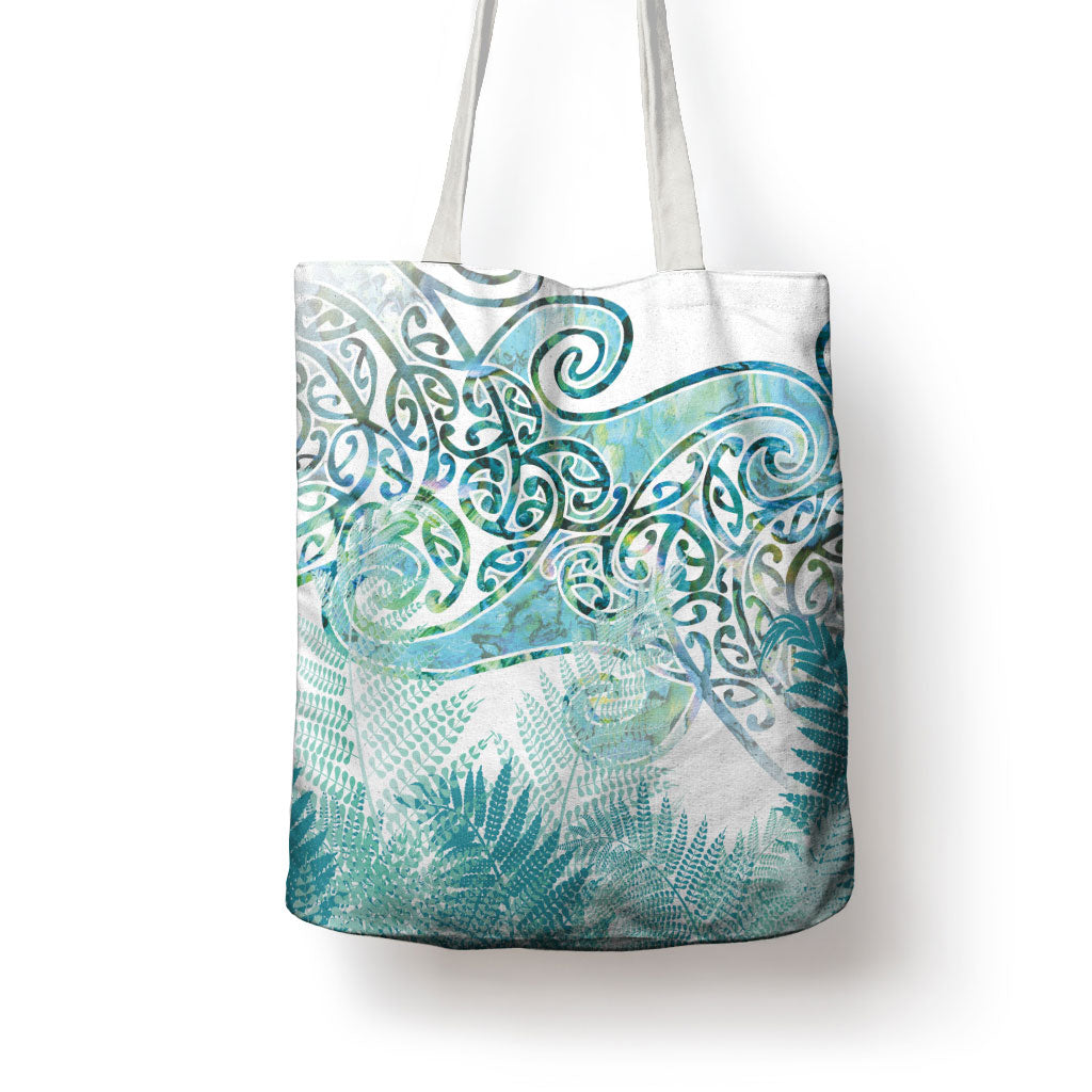 Aotearoa Maori Koru Curves Tote Bag Mossy Paua Shell LT7 - Polynesian Pride