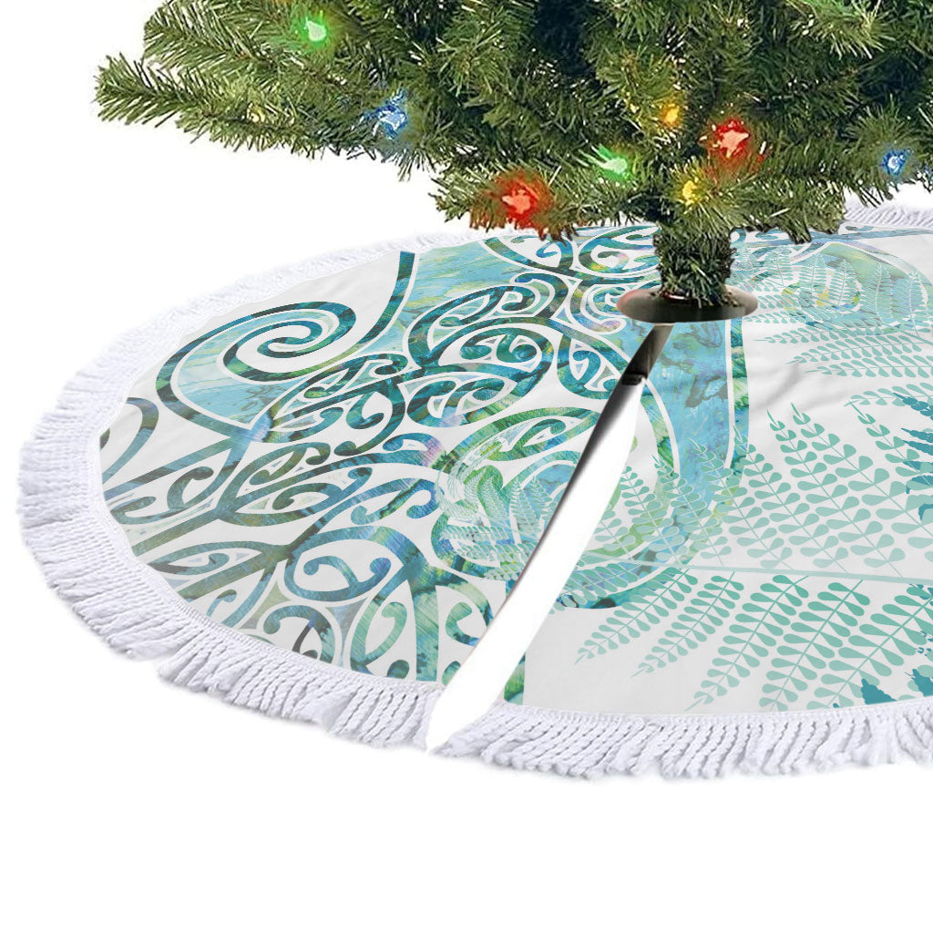 Aotearoa Maori Koru Curves Tree Skirt Mossy Paua Shell