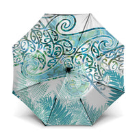 Aotearoa Maori Koru Curves Umbrella Mossy Paua Shell LT7 One Size Folded 11.42 inch Opened Diameter 37.4 inch Green - Polynesian Pride