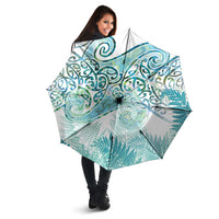 Aotearoa Maori Koru Curves Umbrella Mossy Paua Shell LT7 - Polynesian Pride
