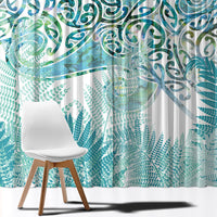 Aotearoa Maori Koru Curves Window Curtain Mossy Paua Shell LT7 - Polynesian Pride