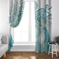 Aotearoa Maori Koru Curves Window Curtain Mossy Paua Shell LT7 - Polynesian Pride
