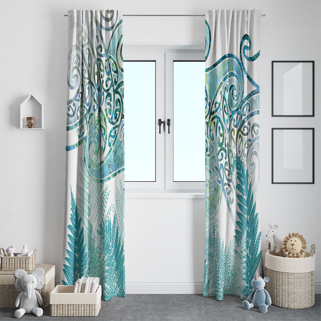 Aotearoa Maori Koru Curves Window Curtain Mossy Paua Shell LT7 - Polynesian Pride