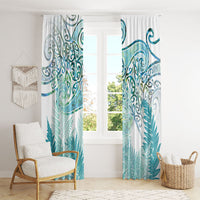 Aotearoa Maori Koru Curves Window Curtain Mossy Paua Shell LT7 - Polynesian Pride