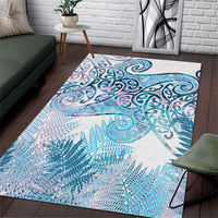 Aotearoa Maori Koru Curves Area Rug Aqua Paua Shell LT7 Blue - Polynesian Pride