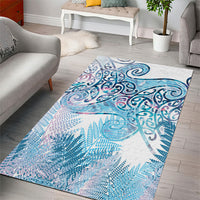 Aotearoa Maori Koru Curves Area Rug Aqua Paua Shell LT7 - Polynesian Pride