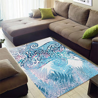 Aotearoa Maori Koru Curves Area Rug Aqua Paua Shell LT7 - Polynesian Pride